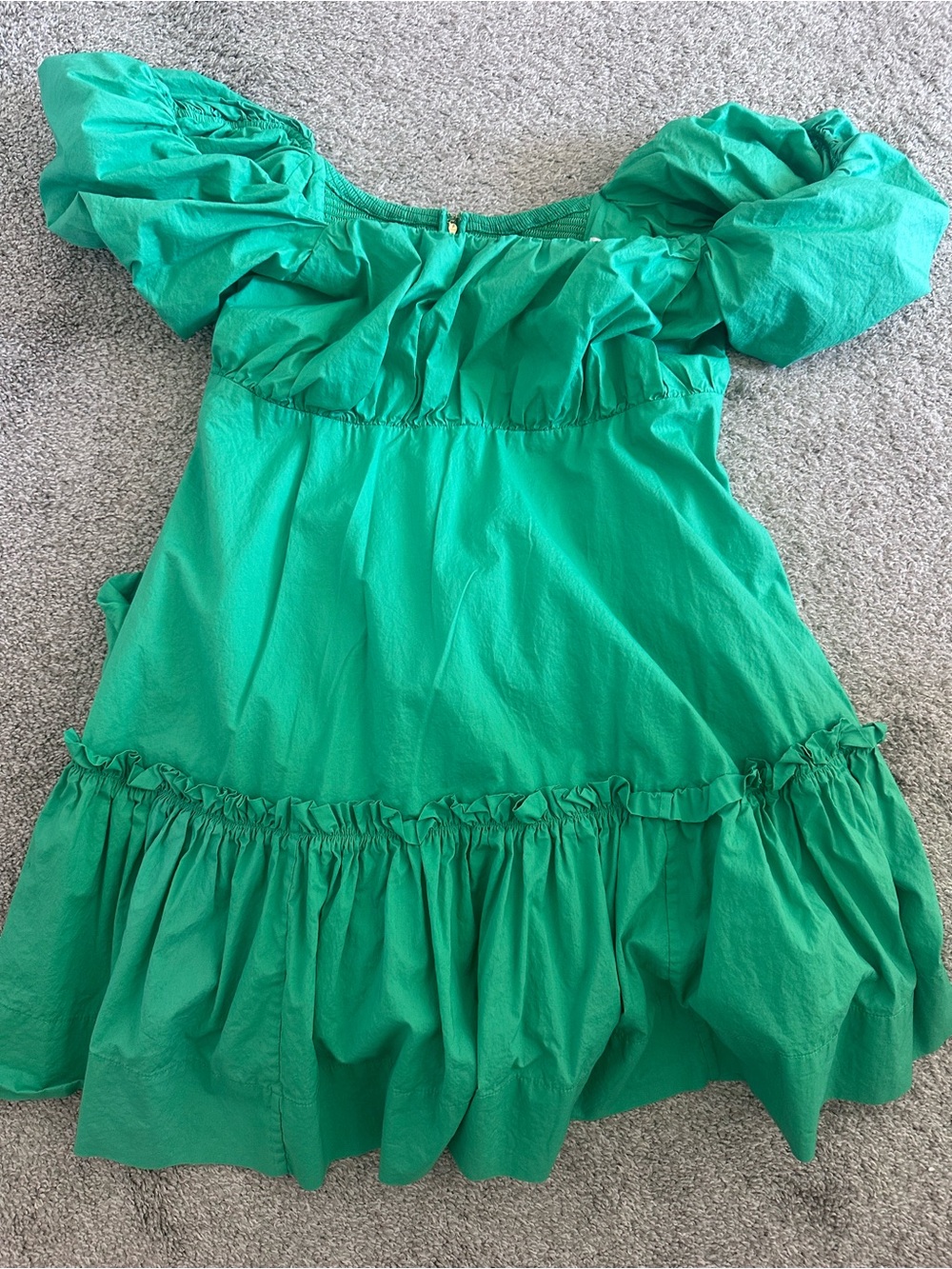 Lilly Pulitzer Green Puff Sleeve Ruffle Mini Dress